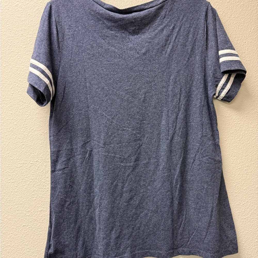 Dallas Cowboys Womens V Neck Tee L Navy NFL Game Day Shirt Top - Picture 4 of 7